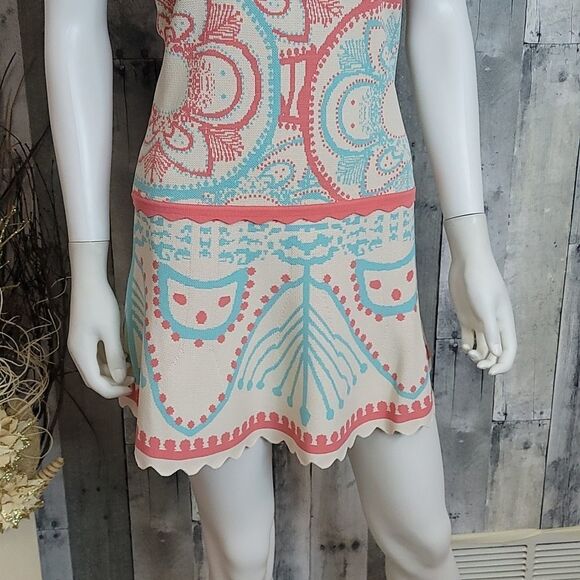 Foxiedox Winnie Off The Shoulder Dress In Beige Multi - Picture 5 of 12